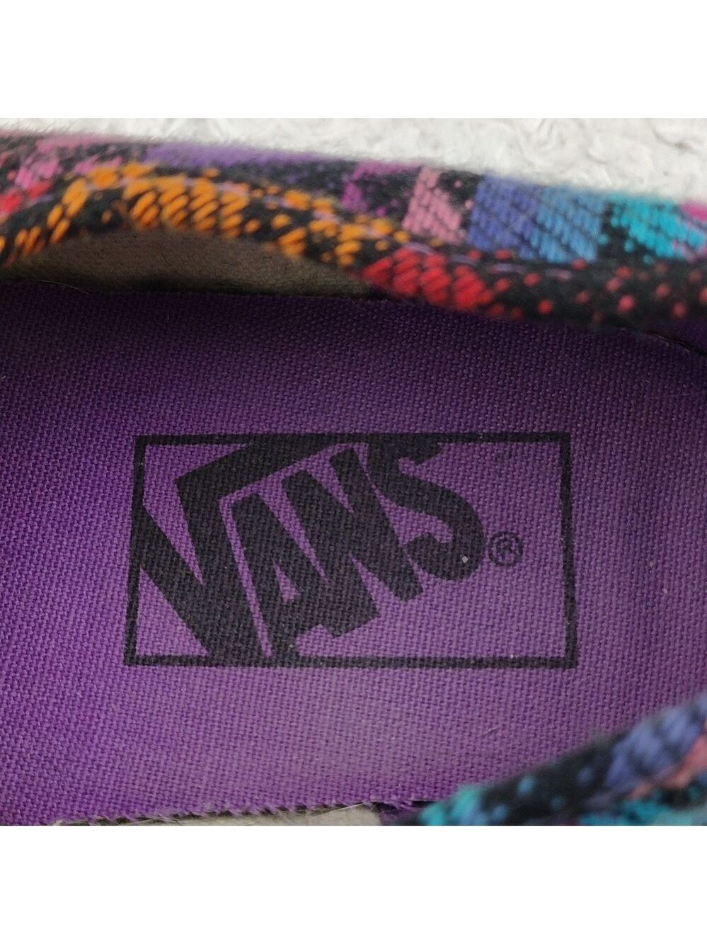 Vans Off The Wall Purple Geometric Fabric Upper Lace Less Low Top Sneaker Shoe - Picture 10 of 16